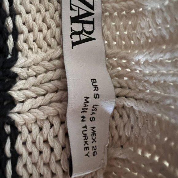 Zara chunky-knit cotton striped sweater, size S, cream/black - Picture 9 of 9